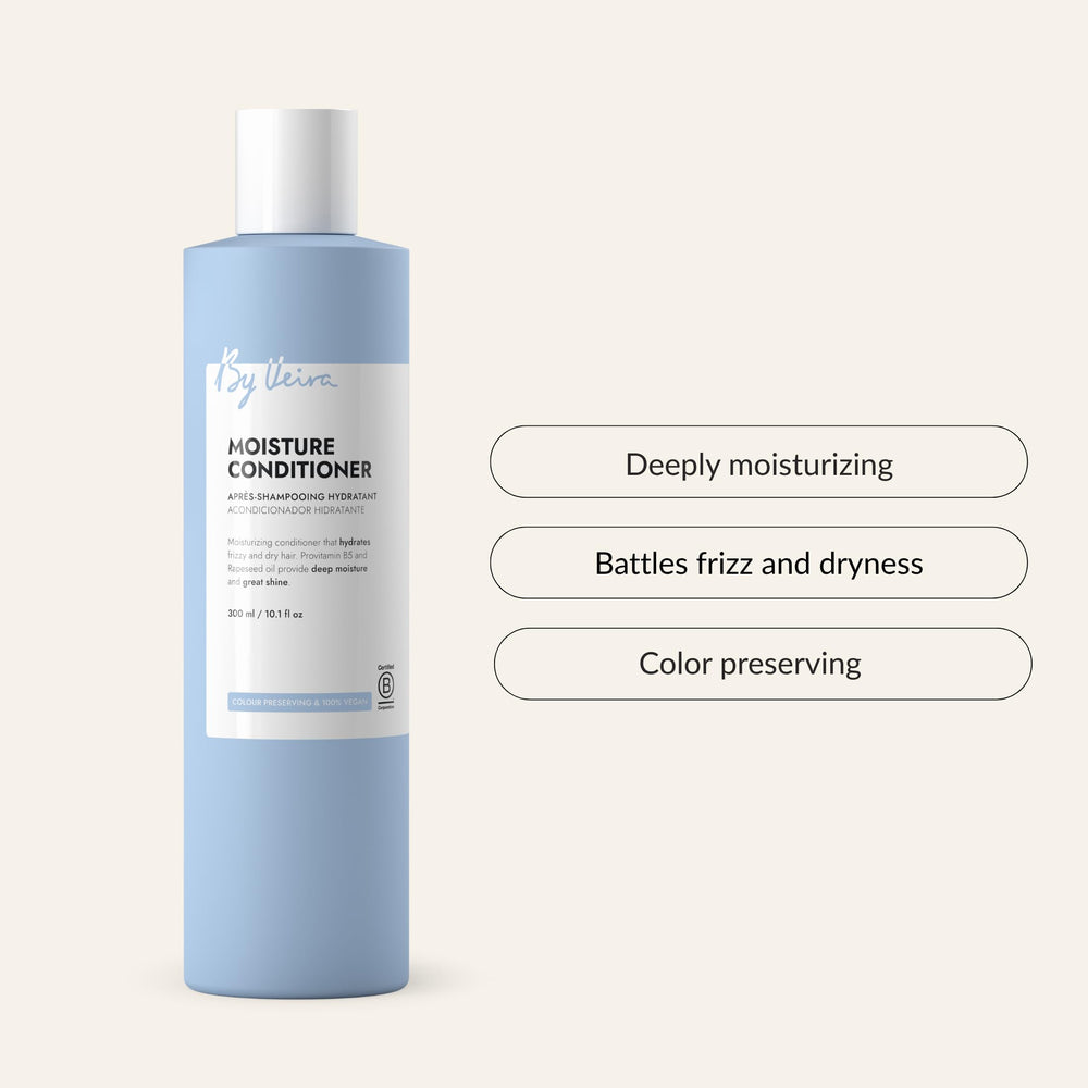 By Veira Moisture Conditioner bottle pour demonstrates easy, even application.