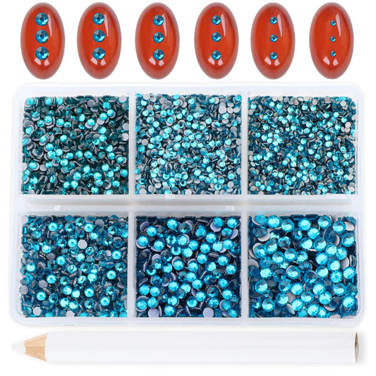 Bymitel blue zircon hotfix rhinestones close-up for precise application and dazzling craft shine.