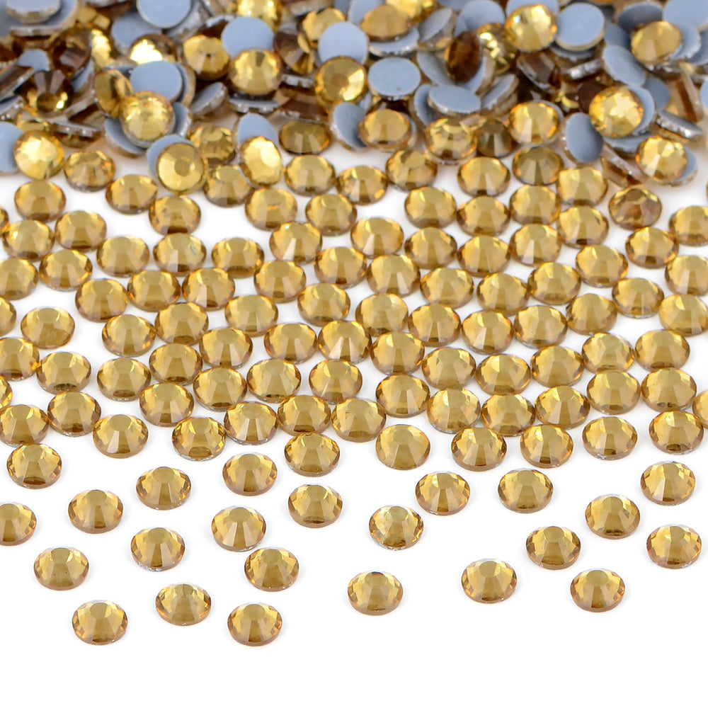 Bymitel hotfix crystal rhinestones Lt. Topaz sparkle in a bulk pack for crafts and DIY projects