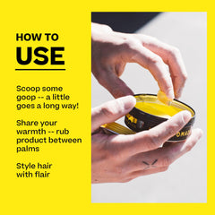 BYRD Hairdo Slick Pomade on short hair showing flexible hold