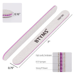BTYMS nail files 100 grit for acrylic nails ideal for length reduction and shaping