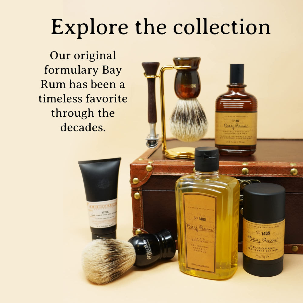 C.O. Bigelow Bay Rum luxe packaging emphasizing premium aesthetics