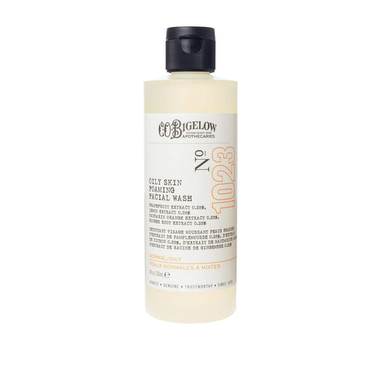 C.O. Bigelow foaming facial wash bottle for oily skin, refreshing cleanse.