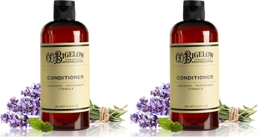 C. O. Bigelow Lavender Peppermint Conditioner bottle hydrates and detangles.