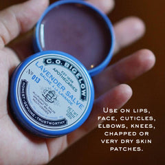 C.O. Bigelow Lavender Salve tins in a compact travel size for on-the-go care.