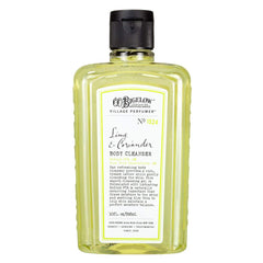 Dispenser pour of C O Bigelow Lime Coriander body wash for easy bath prep