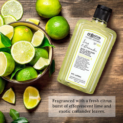 Luxurious rich lather from C O Bigelow Lime Coriander body wash being applied