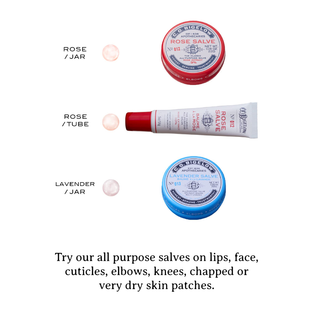 C.O. Bigelow Rose Salve with jojoba and lanolin oils.