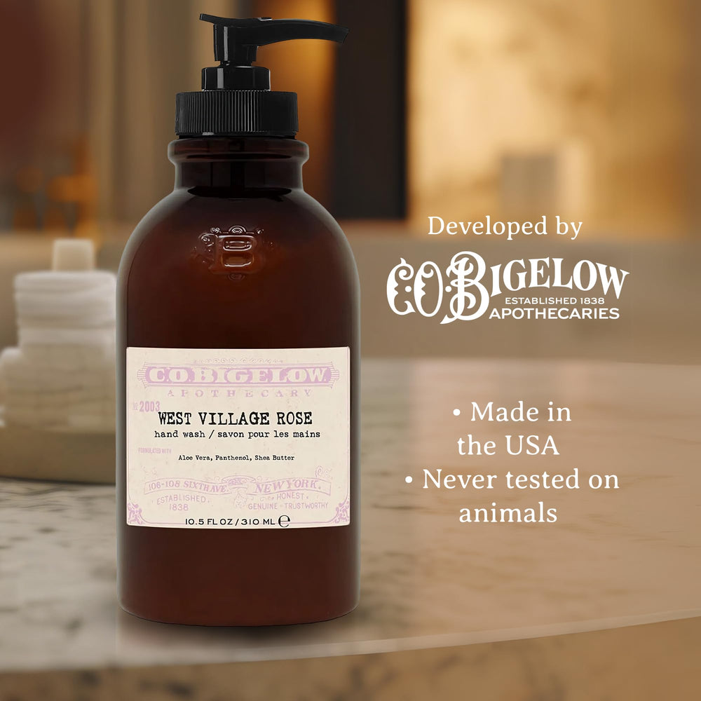 C.O. Bigelow West Village Rose ingredients close-up: glycerin and shea butter