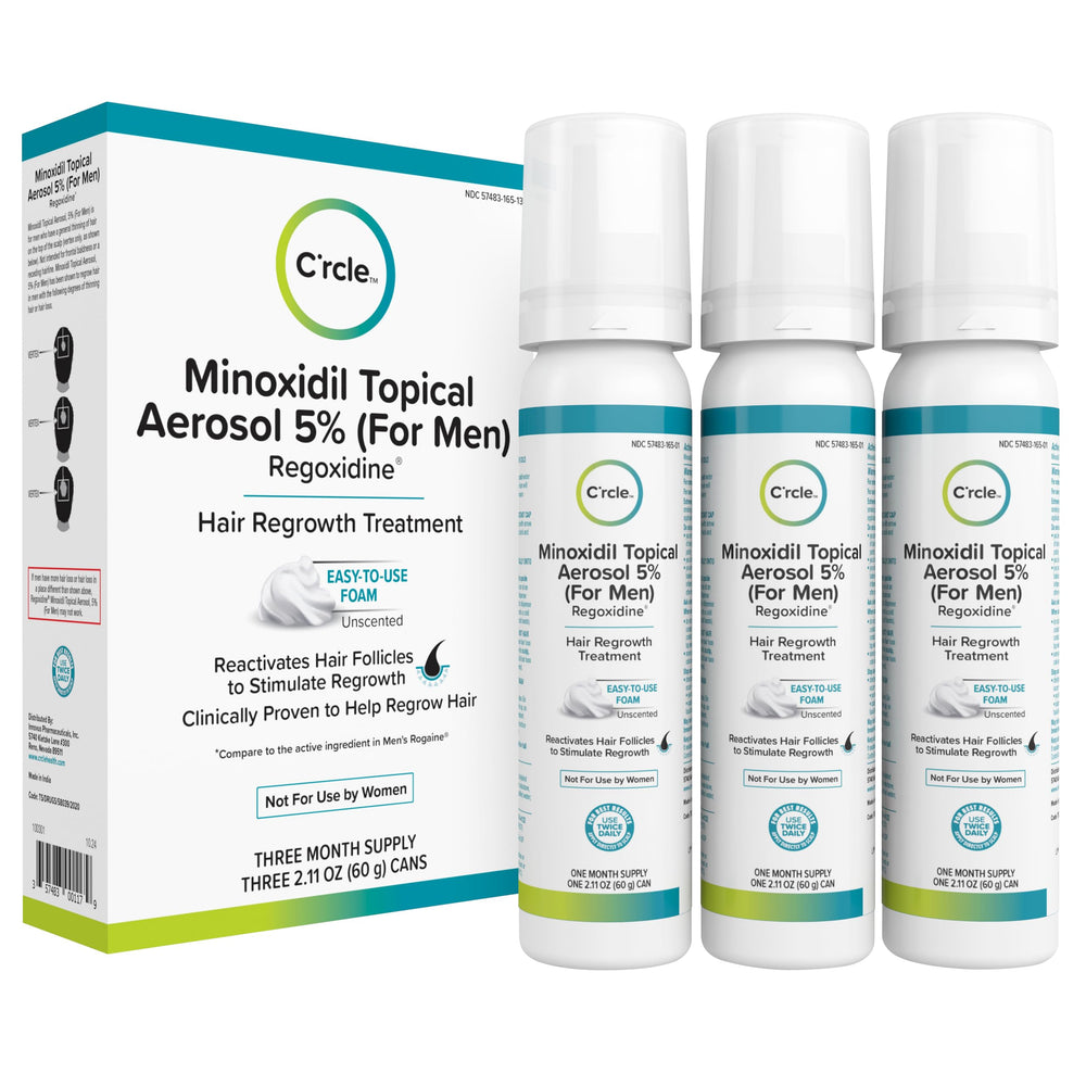 C'rcle Minoxidil 5% Foam unscented bottle for easy daily use