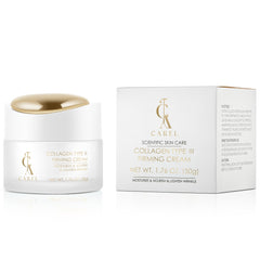 CA CAREL Peptides Collagen Firming Cream glow shot suggests refreshed, healthy skin.