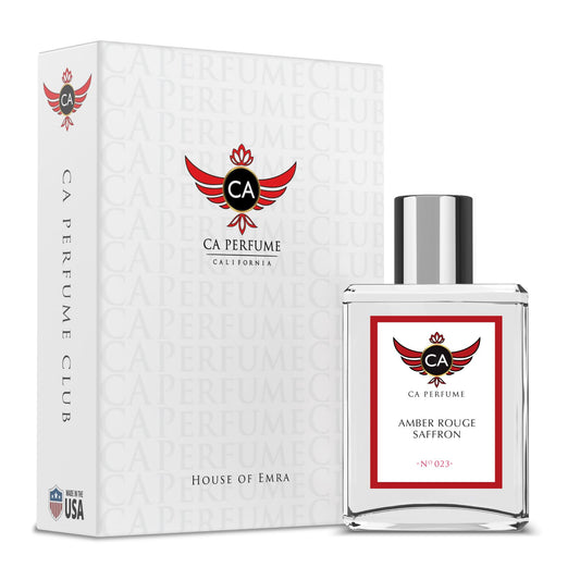 CA Perfume Impression Amber Rouge Saffron bottle reveals unisex, lasting scent