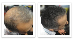 Caboki Hair Loss Concealer coverage on part shows fuller look.