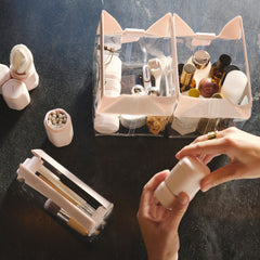 Cadence compact capsules hold shampoo, conditioner, and pills neatly.