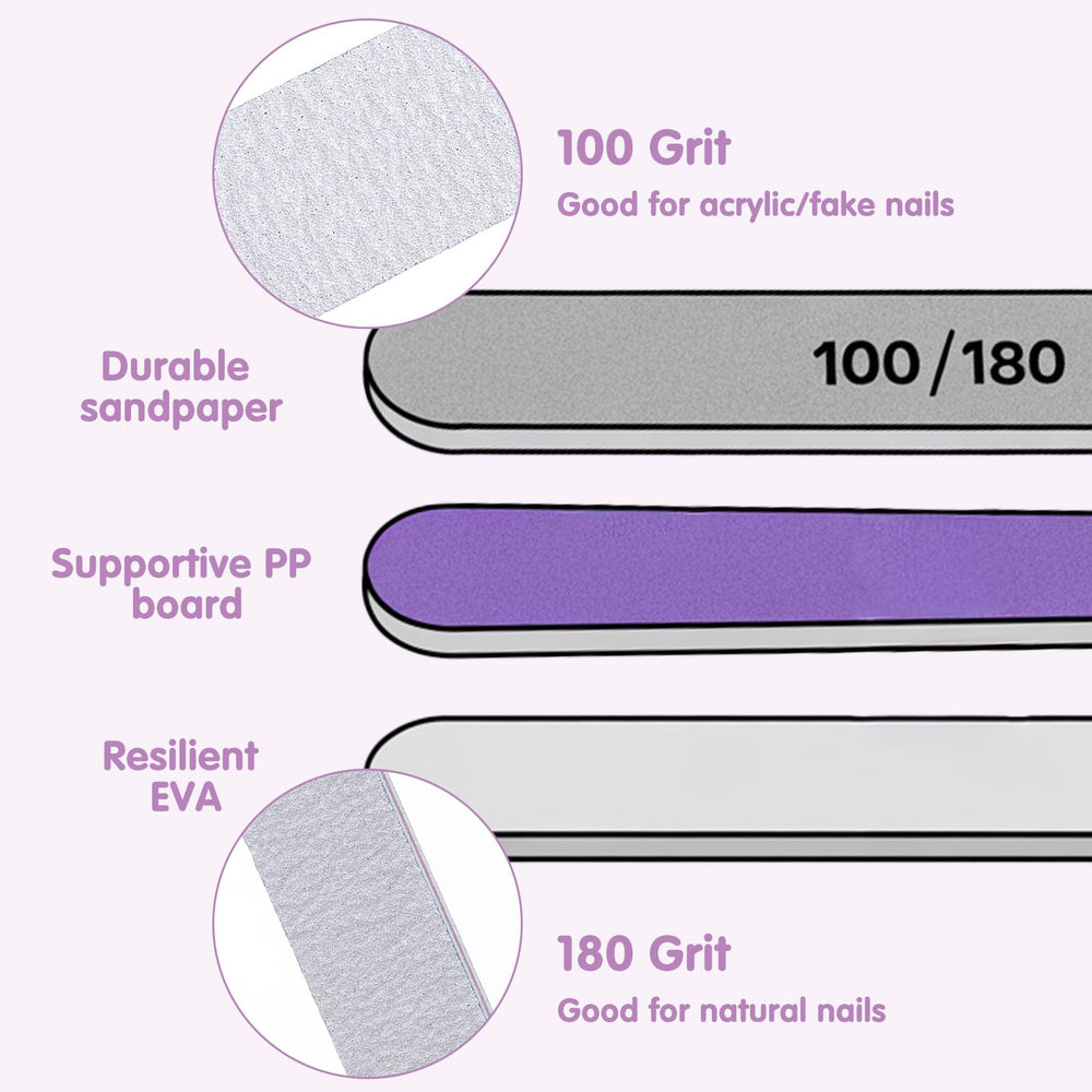 Caeuiciw nail files dual grit surfaces ideal for acrylic and natural nails.