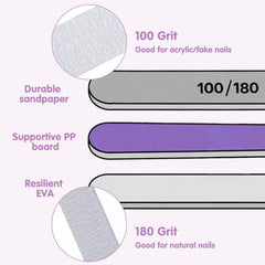 Caeuiciw nail files dual grit surfaces ideal for acrylic and natural nails.