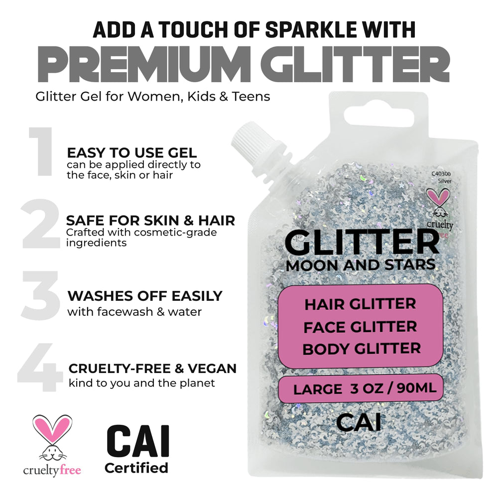 CAI BEAUTY NYC cosmetic-grade glitter gel designed for easy removal