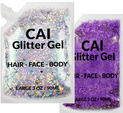 CAI BEAUTY NYC face glitter gel with moon and stars for bold makeup looks