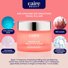 Caire Beauty gel mask texture demonstrates even layer for uniform hydration.