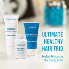 Caitera Ultimate Hair Trio packaging box showcases science-backed blend for thinning hair support