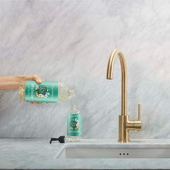 Caldrea blend with Aloe Vera gel and olive oil for gentle cleansing