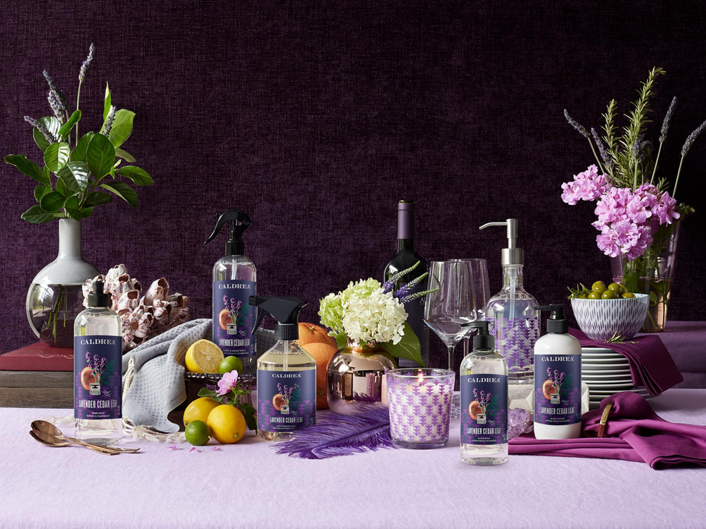 Caldrea Lavender Cedar Leaf image suggests delicate fabric hand washing.