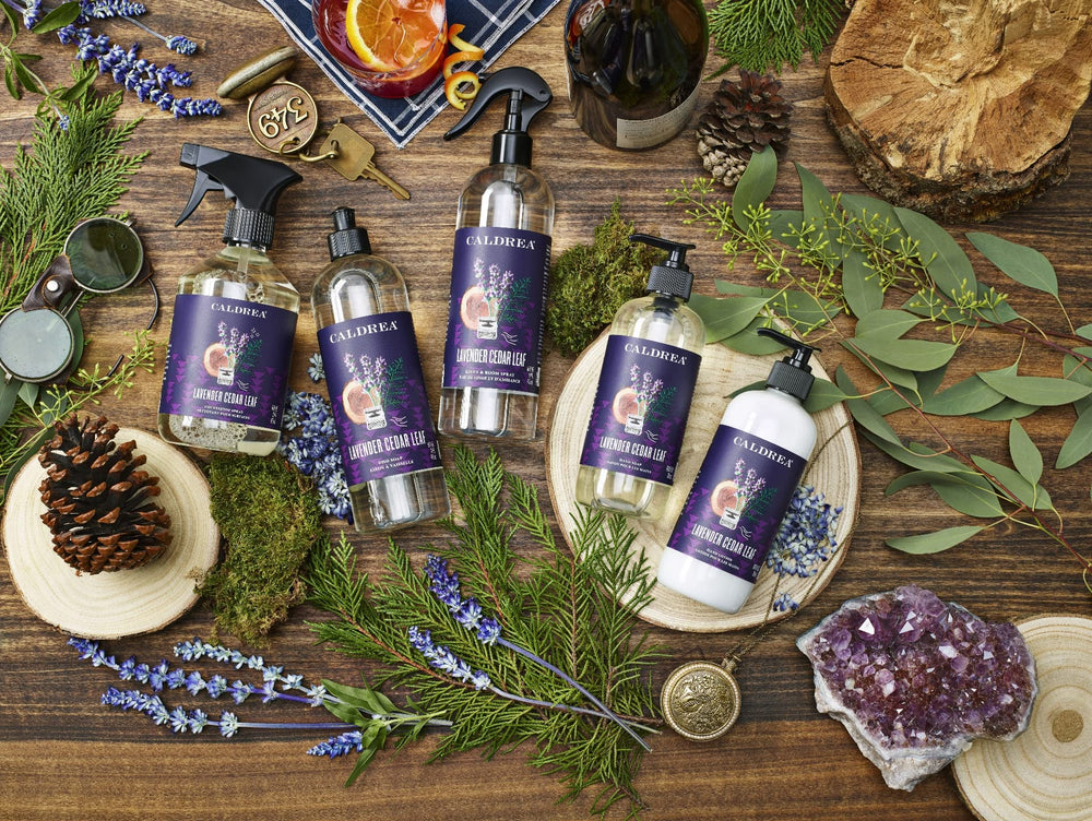 Caldrea label highlights phthalate-free formula and vegetable glycerin.
