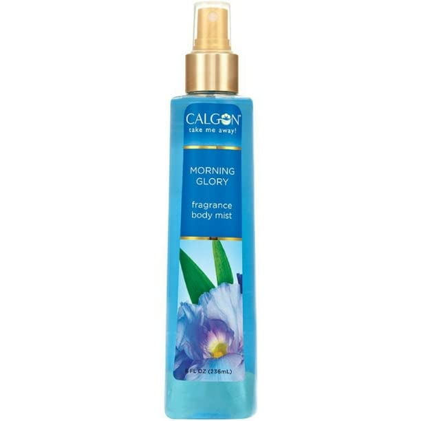 Calgon Morning Glory spray on wrists and neck for a refreshing, light fragrance.