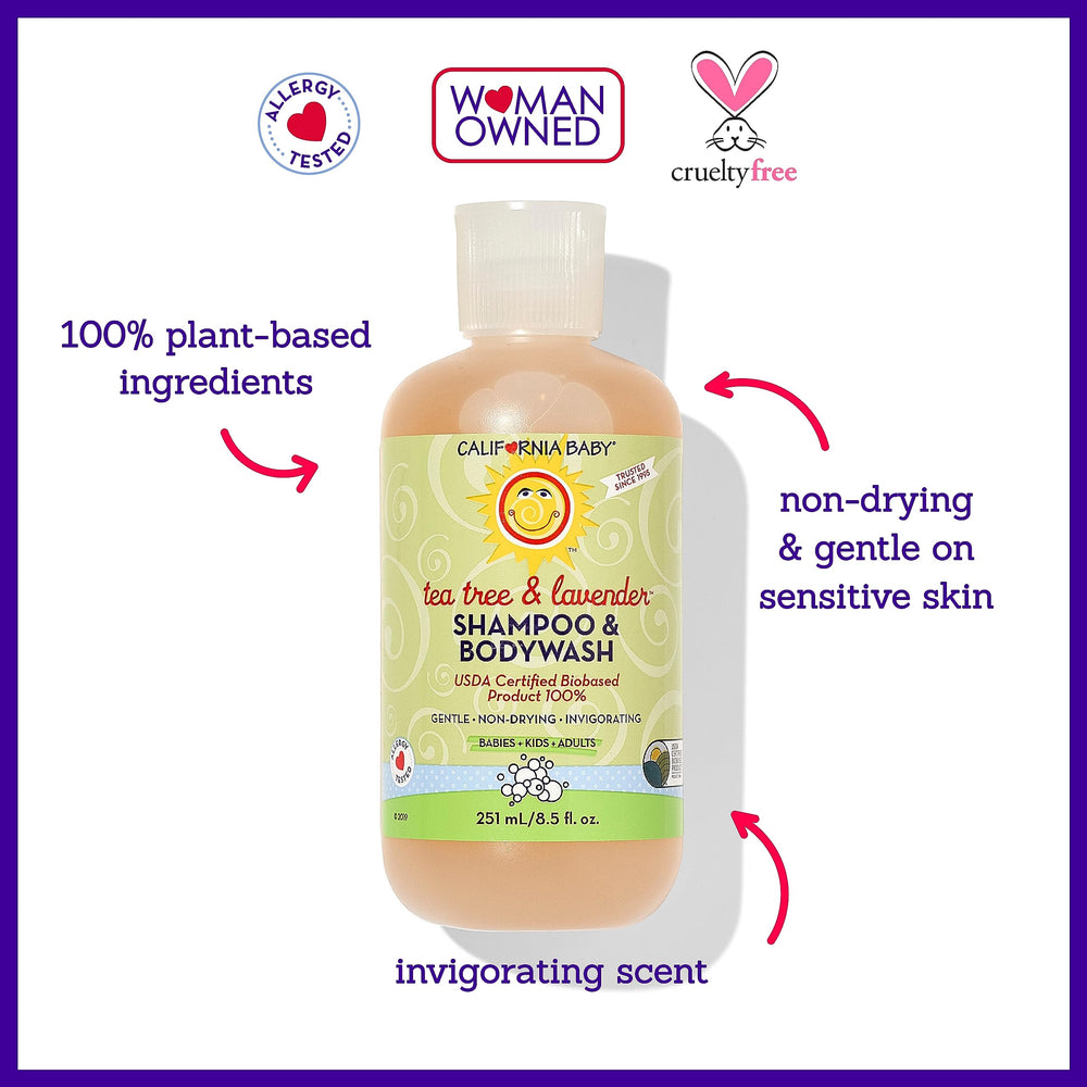 California Baby 2-in-1 wash cleanses hair, face, and body.