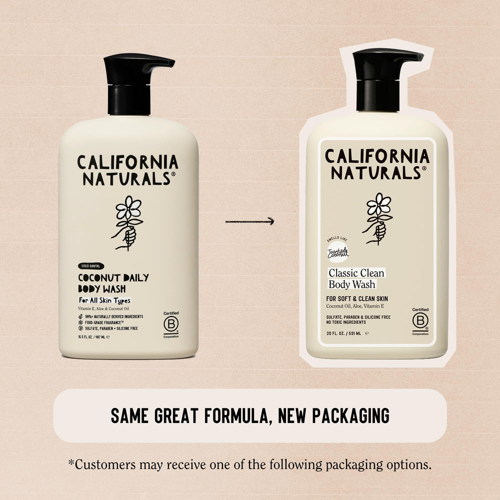 California Naturals Classic Clean generous lather as you wash to feel refreshed.