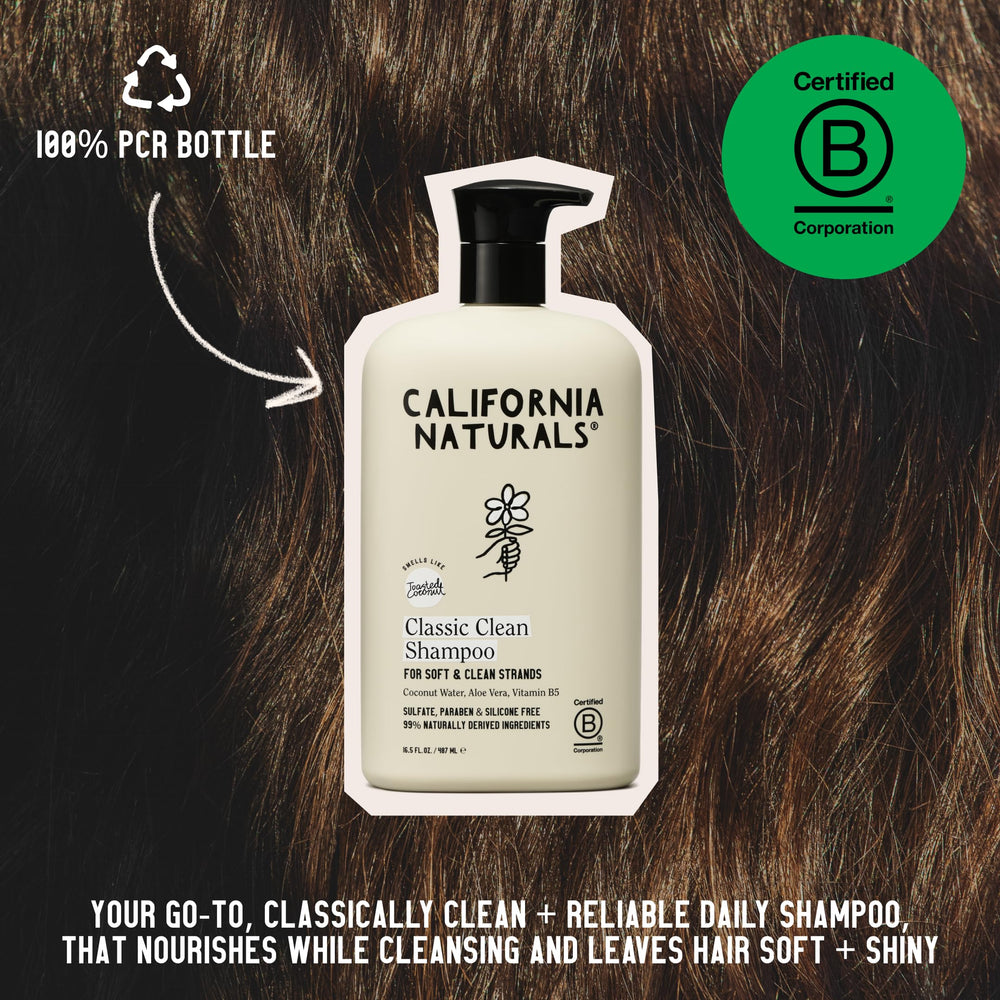 California Naturals Coconut Shampoo scalp care suggests hydration and balance during routine.