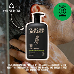 California Naturals Re:GRO bottle beside rosemary and nettle visuals for scalp health