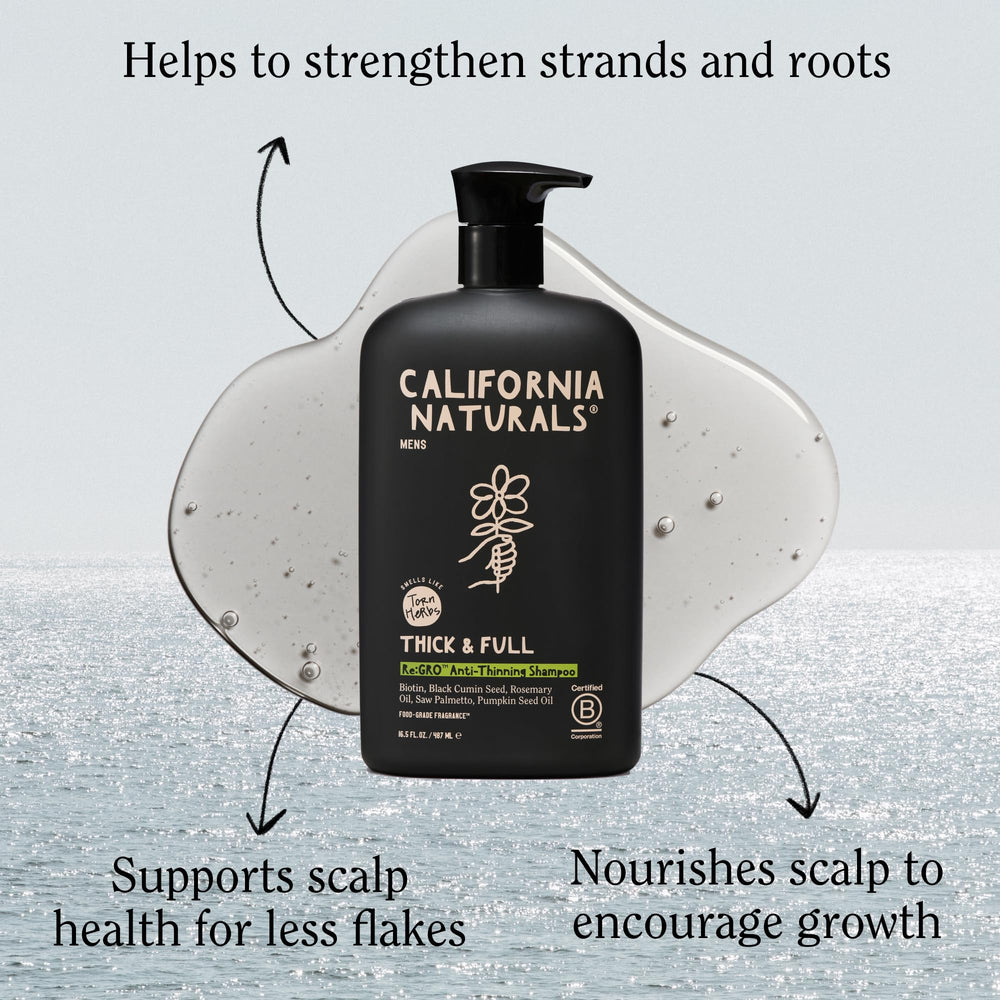 California Naturals Re:GRO shampoo foamy lather ready to cleanse.