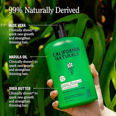 California Naturals shampoo pouring for gentle scalp cleansing