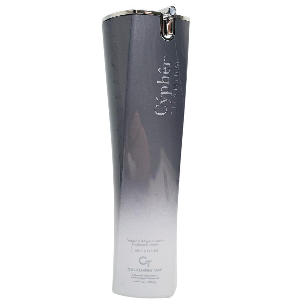 California Tan Cypher Step 1 Intensifier bottle with zesty lime verbena scent for base tan