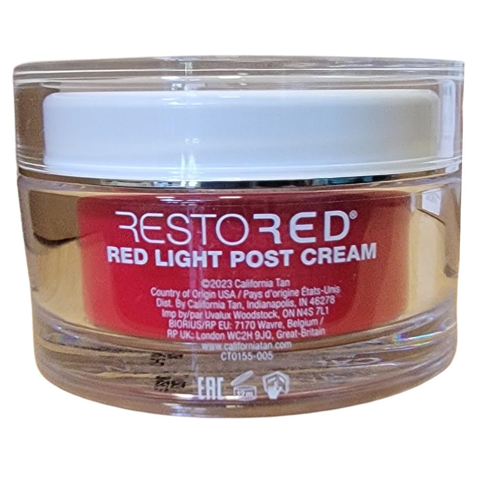 California Tan Restored Post Cream packaging highlights post-treatment recovery benefits.