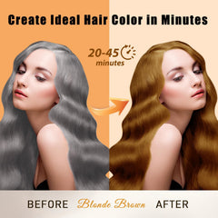 Callmynm Blonde Brown Hair Dye Shampoo application in hand for even color distribution.