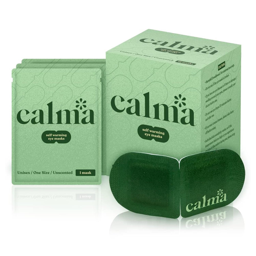 Calma 16-pack heated eye mask, top view, set for daily comfort.