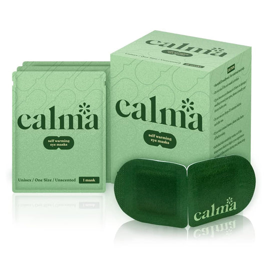 Calma 16-pack heated eye mask, top view, set for daily comfort.