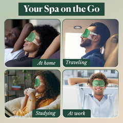 Calma eye mask in bed, convenient nighttime routine.