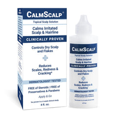 CalmScalp bottle-front showing a calming scalp care solution for daily relief