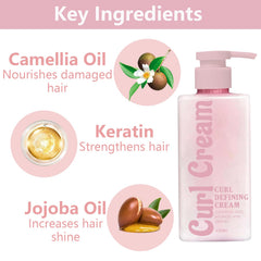 Close-up shows smooth, defined curls after using Calyphra Cream.