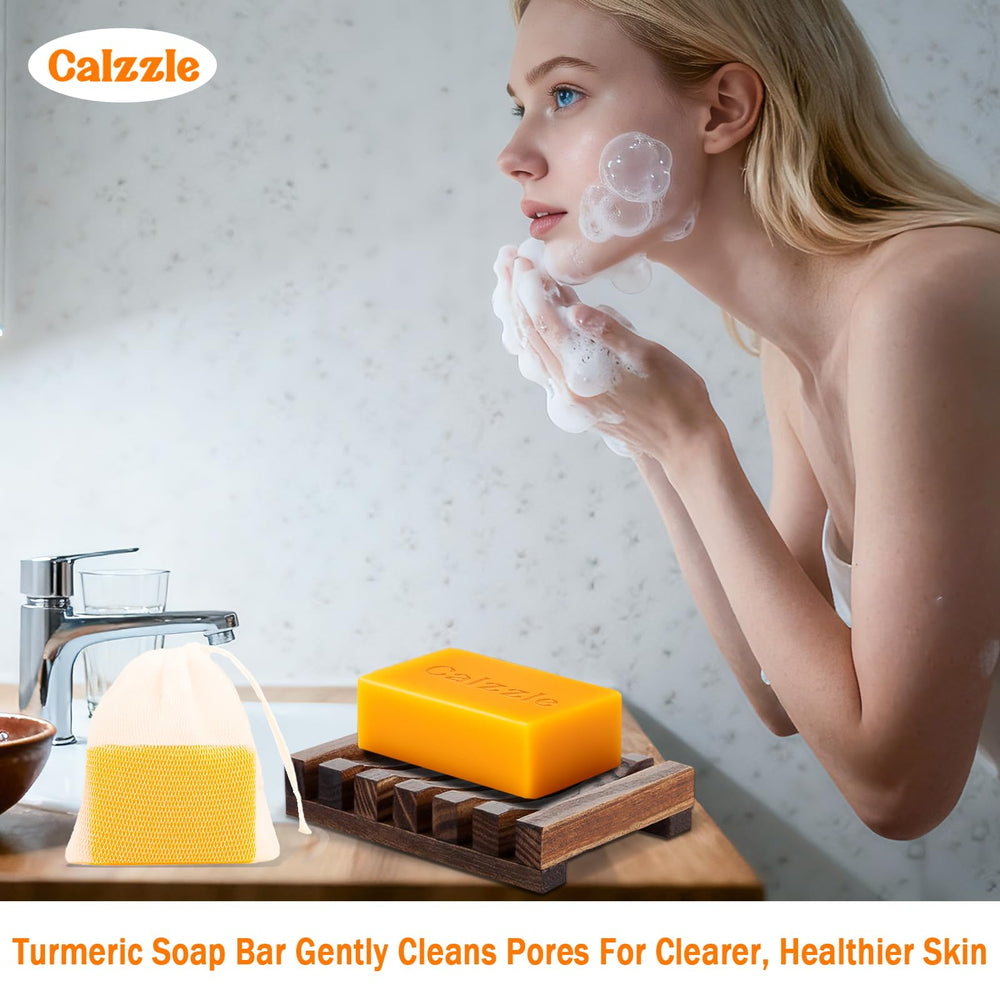 Calzzle Kojic Acid Soap daily routine setup in bathroom.