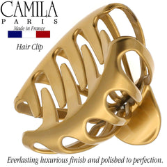 Closeup of Camila Paris CP3052 gold octopus clip with durable spring.