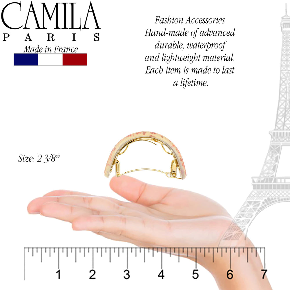 Camila Paris CP3234 beige barrette with strong automatic clasp for secure fastening