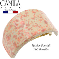 Beige Camila Paris CP3234 barrette used to create a neat ponytail look