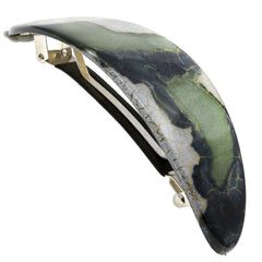 Camila Paris CP3325 oval barrette in blue-green with rubberized clasp for strong hold.