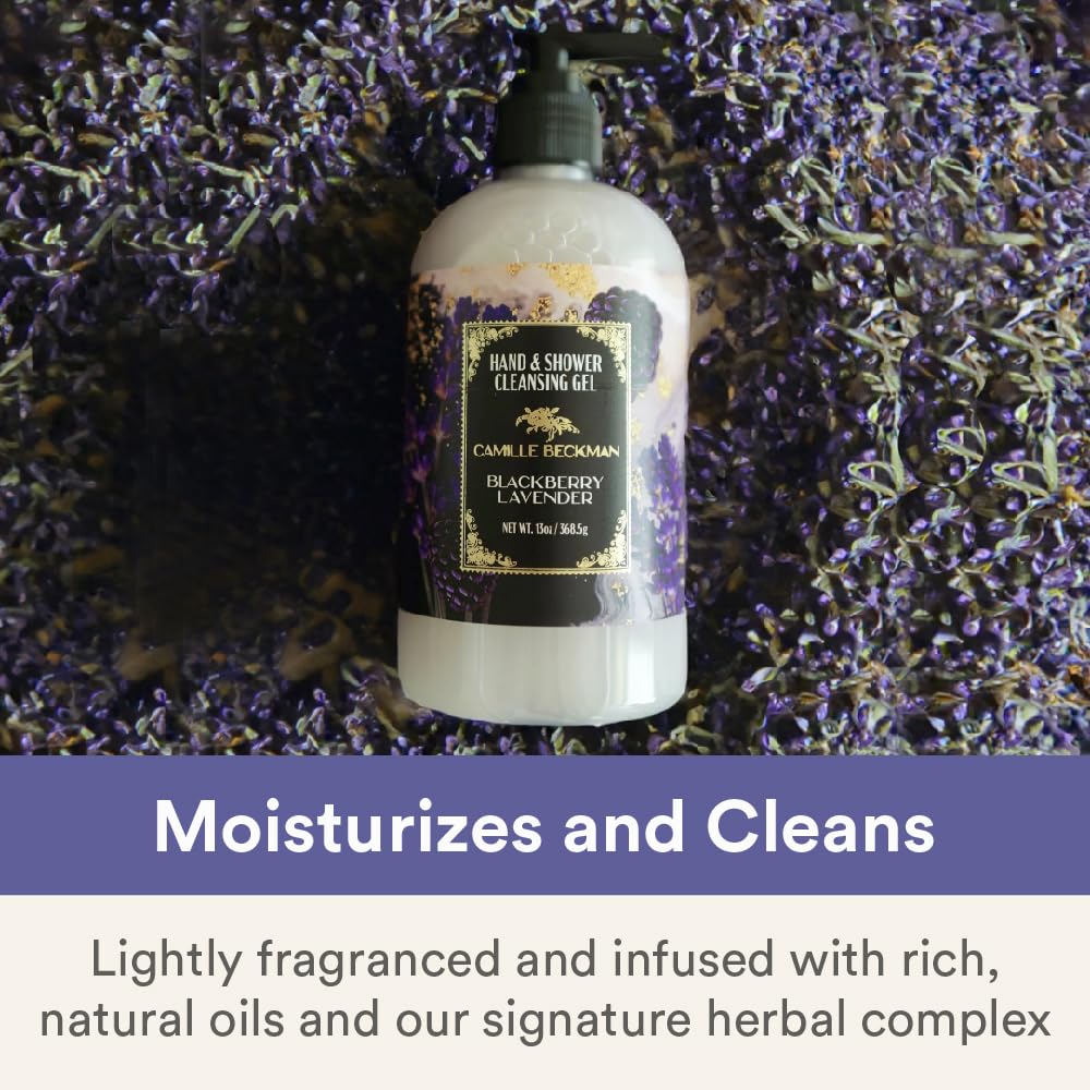 Camille Beckman gel bubbles depict gentle cleansing and moisture.