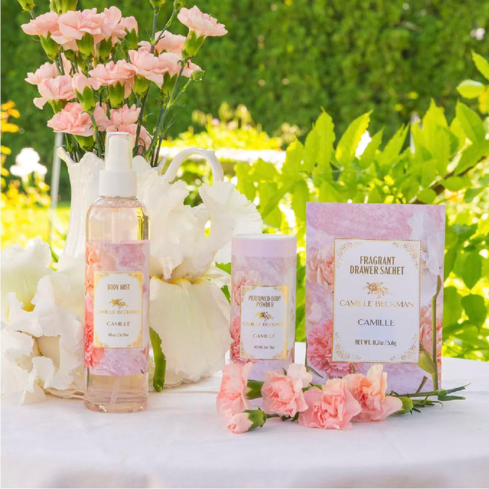 Camille Beckman fragrance notes: carnation, cashmere, white iris.
