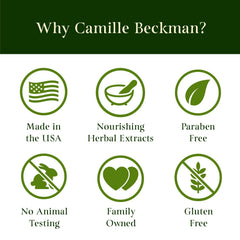 Creamy lather on hands using Camille Beckman gel for gentle cleansing and moisture.